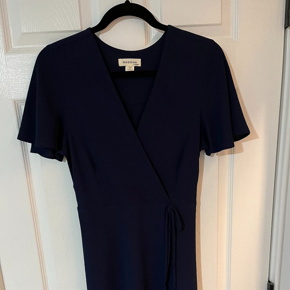 Navy blue dress with tie